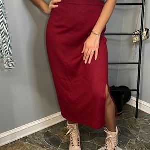 Nina Leonard Burgundy Skirt, Petite Large, Slit
